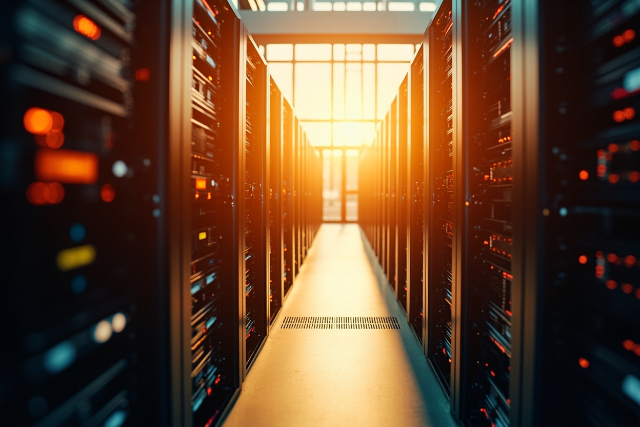 A network of interconnected server racks symbolizes top Kubernetes blogs providing expert insights.