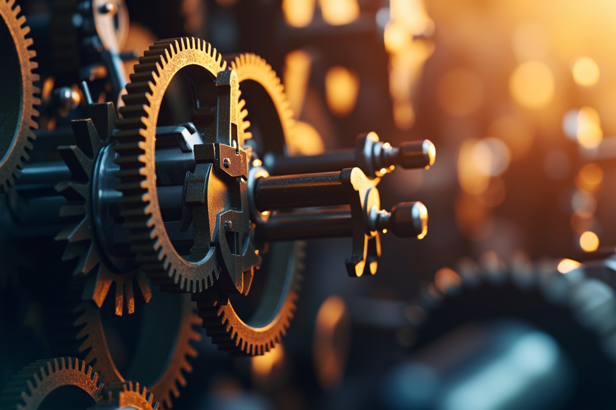 Automated gears turning smoothly within a Kubernetes cluster, symbolizing streamlined K8s workflows.