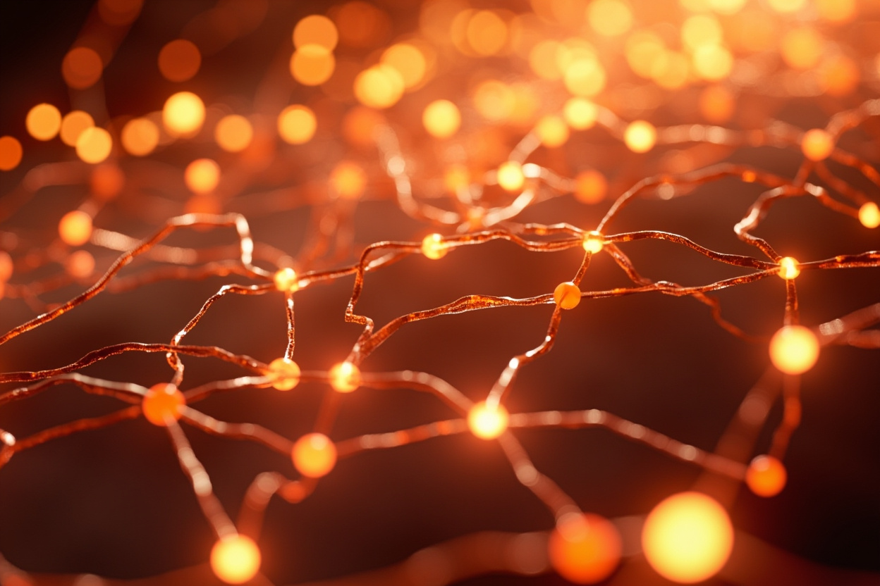 A vast, interconnected network of glowing nodes representing Kubernetes clusters, symbolizing optimized cloud spending.