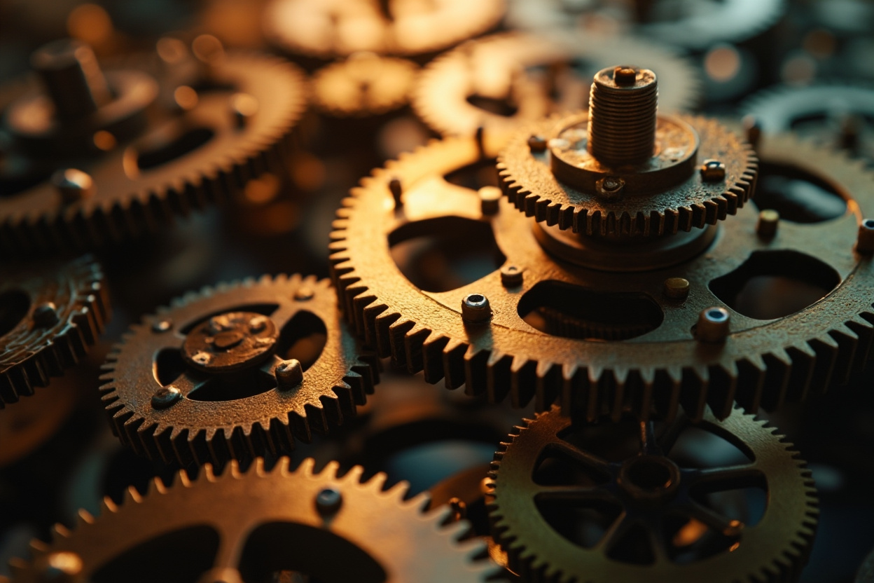 Automated gears turning within a Kubernetes cluster, symbolizing efficient automation.