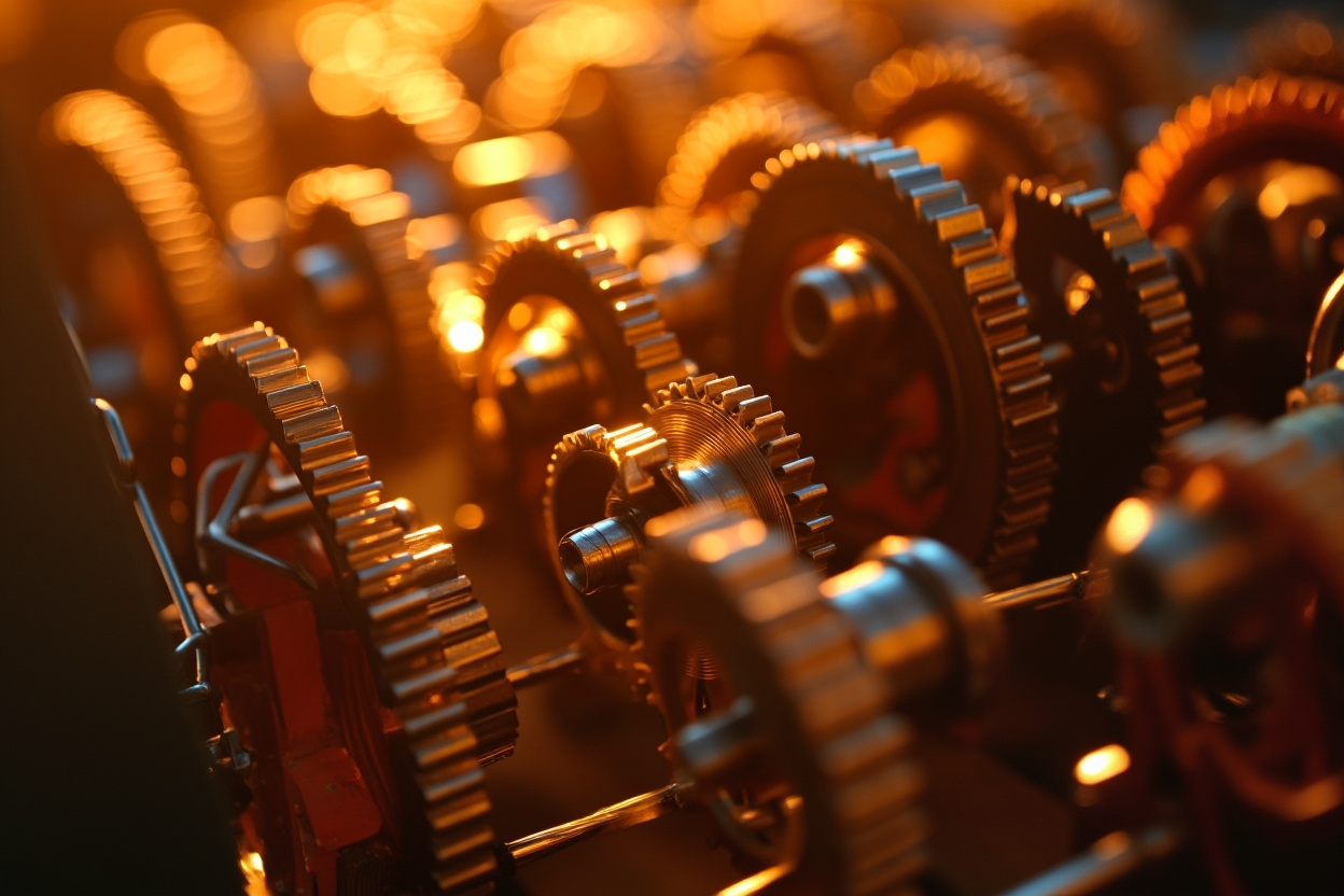 Automated gears turning smoothly within a Kubernetes cluster, symbolizing efficient K8s operations.