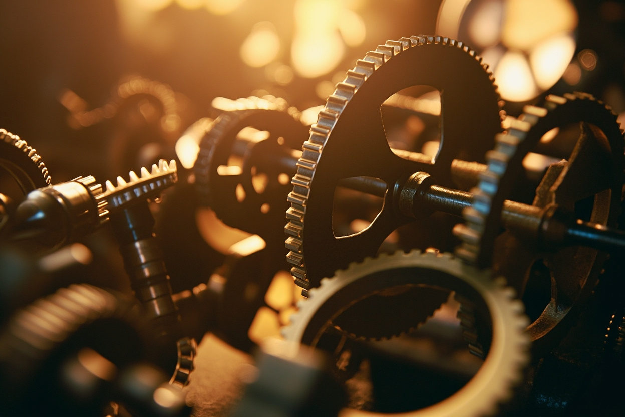 Automated gears turning, representing Kubernetes automation for streamlined workflows.