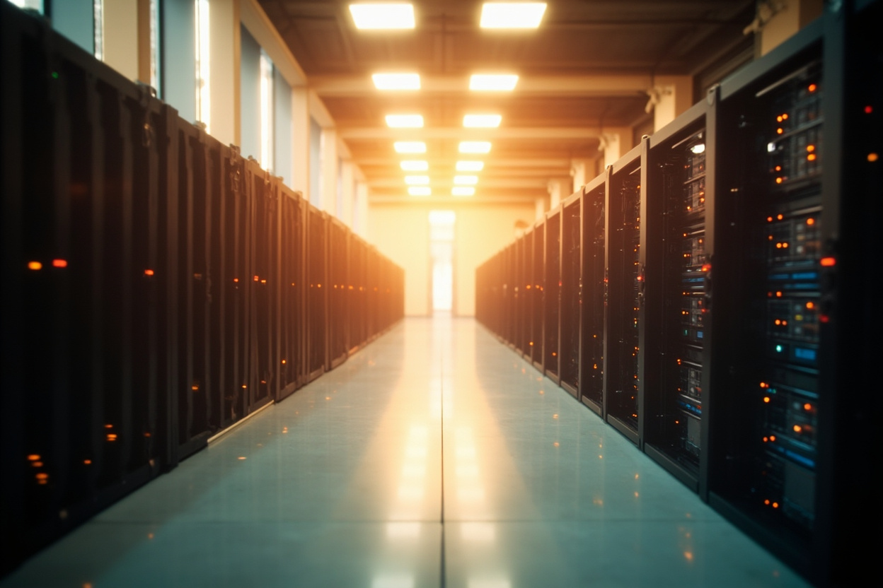 Server room showcasing organized Kubernetes infrastructure, emphasizing security and scalability best practices.