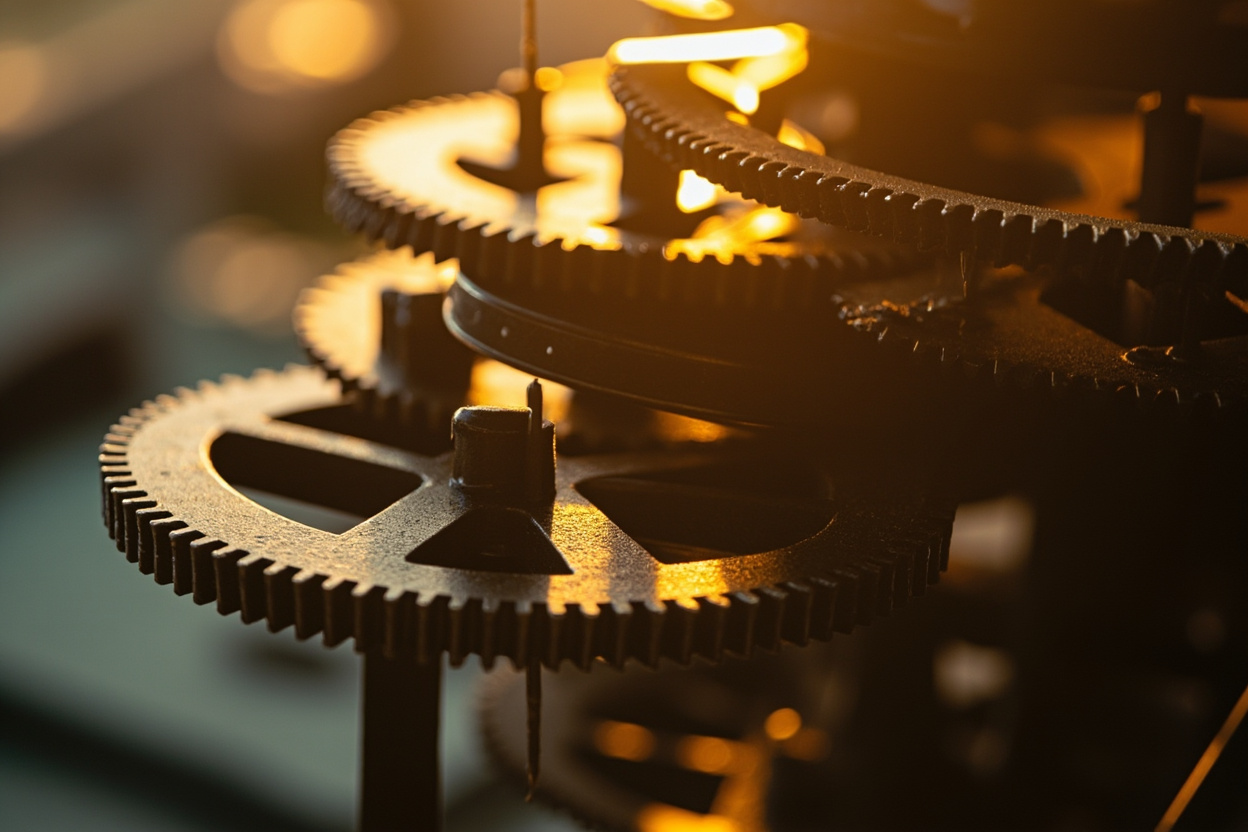 Automated gears turning, symbolizing streamlined Kubernetes cluster management.