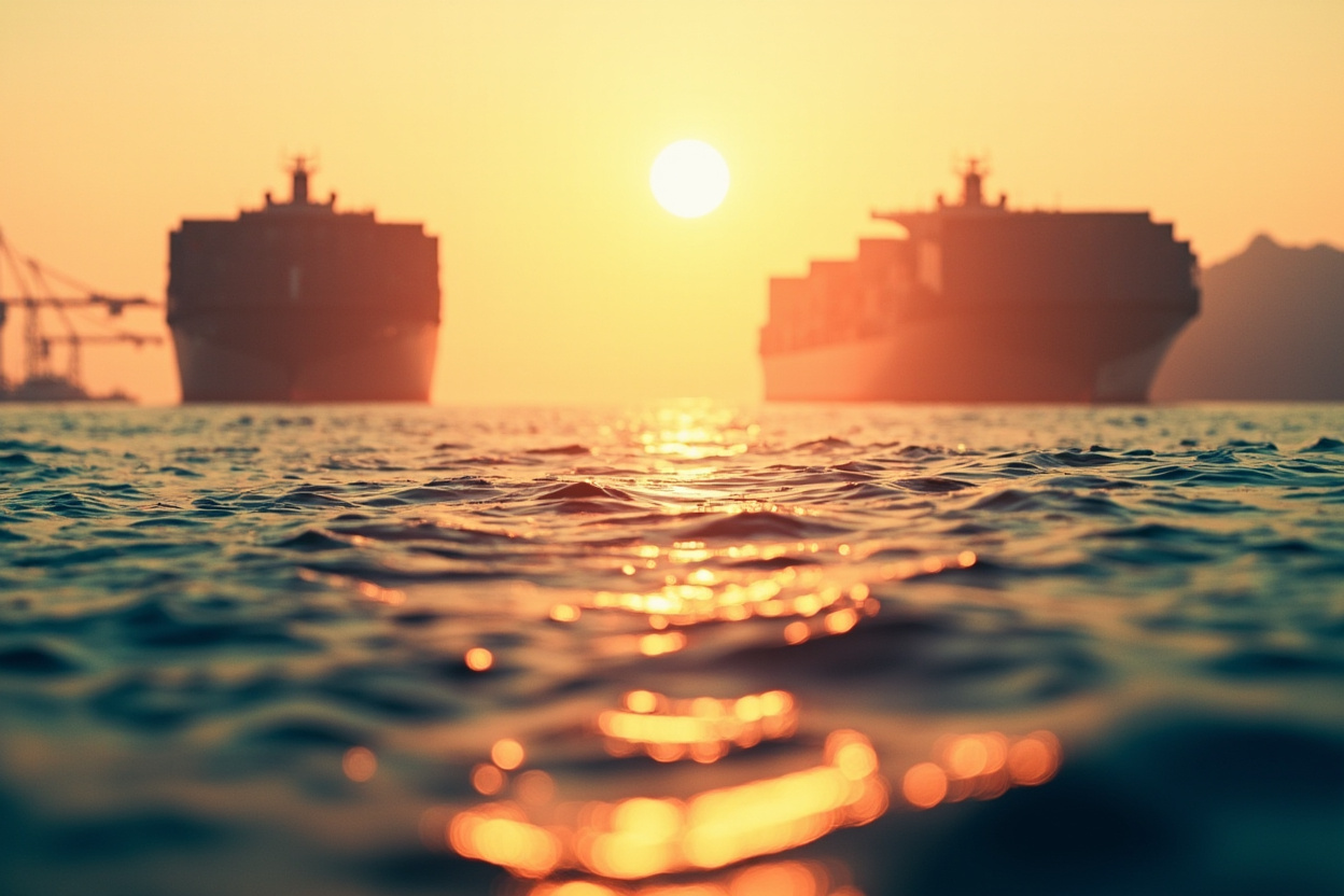 A secure harbor protecting container ships, symbolizing Kubernetes security platform safeguarding containerized applications.