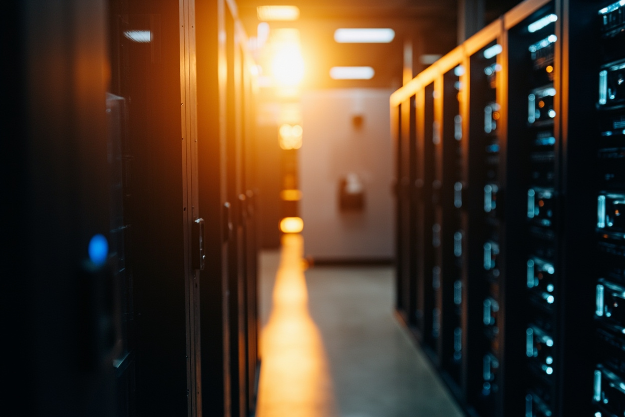 Secure server room representing Kubernetes access control, emphasizing security and protection of sensitive data.
