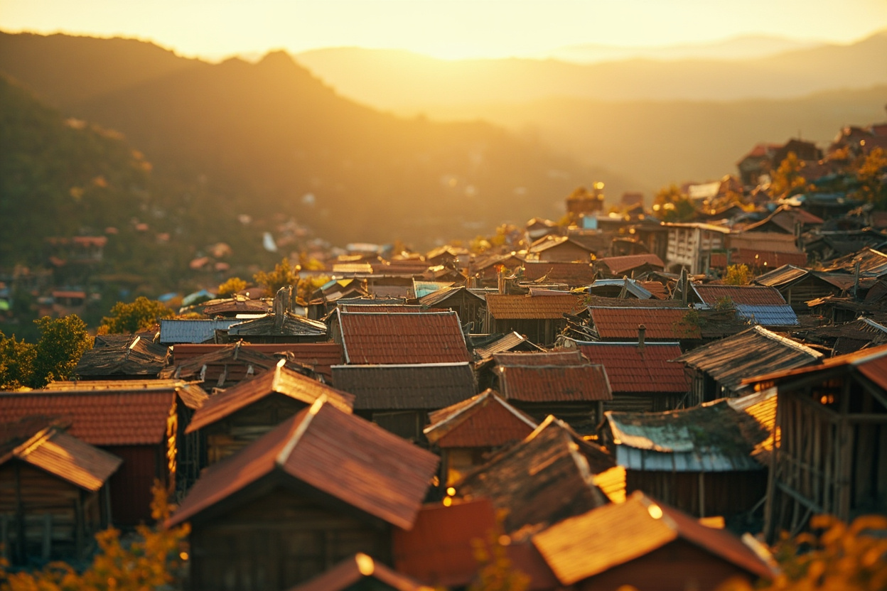 A network of interconnected villages symbolizes the collaborative Kubernetes community.